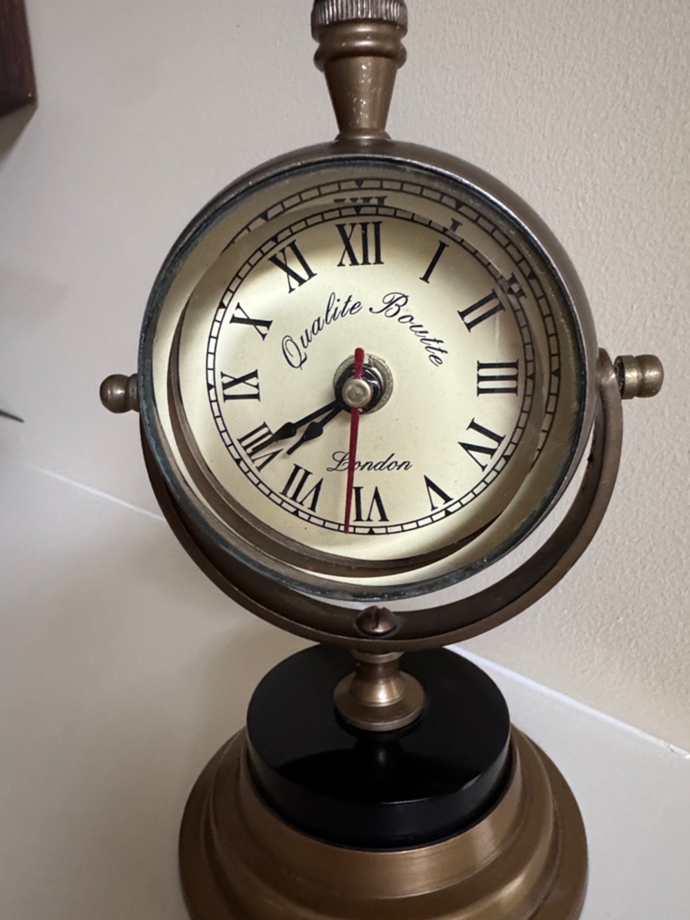 Antique Brass Table Clock - Picture 2 of 12